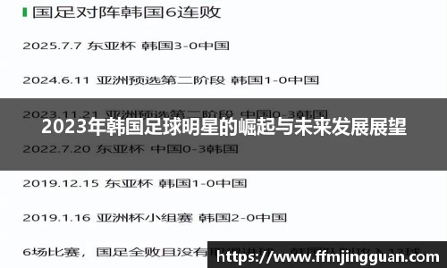 2023年韩国足球明星的崛起与未来发展展望